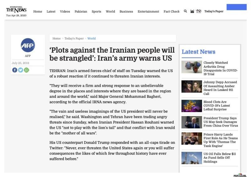‘Plots against the Iranian people will be strangled’: Iran’s army warns US